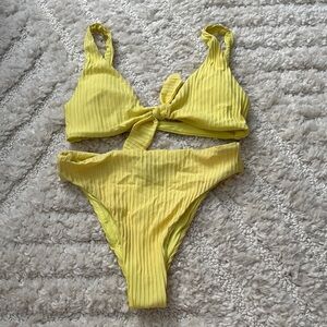 Yellow Ribbed Bikini Set
